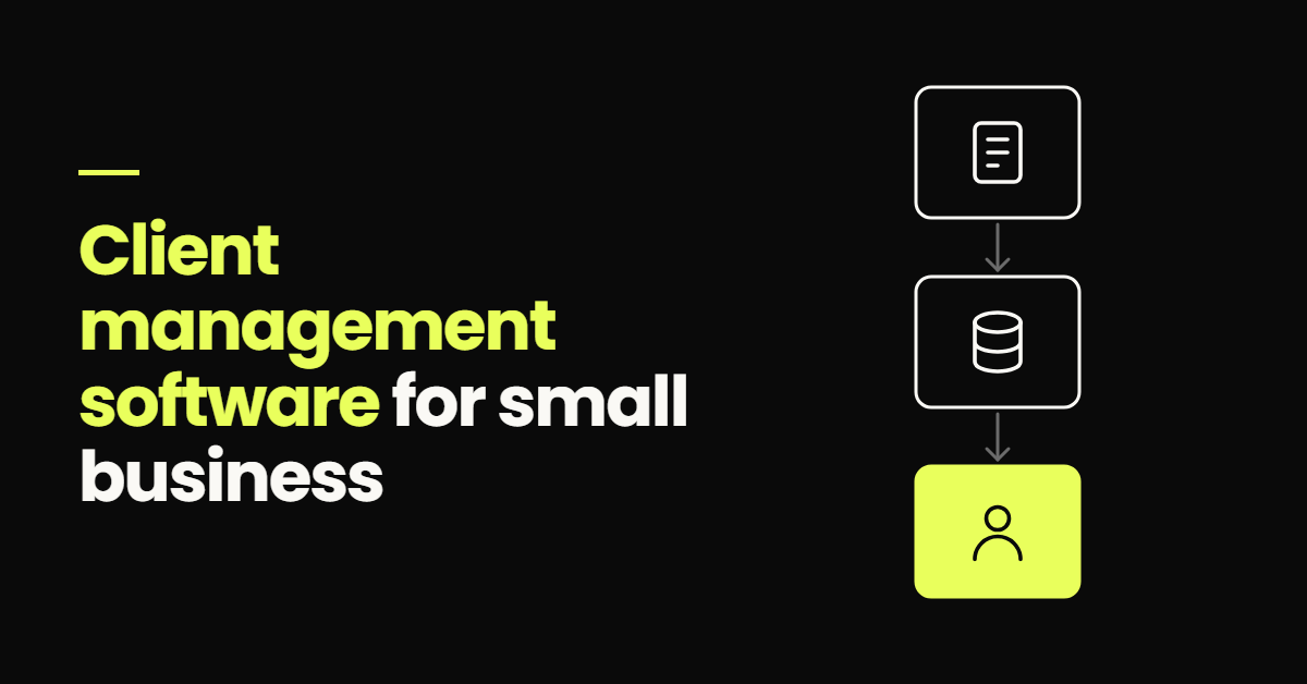 Client management software workflow for small businesses showing leads entering a CRM and moving through follow-up and client management