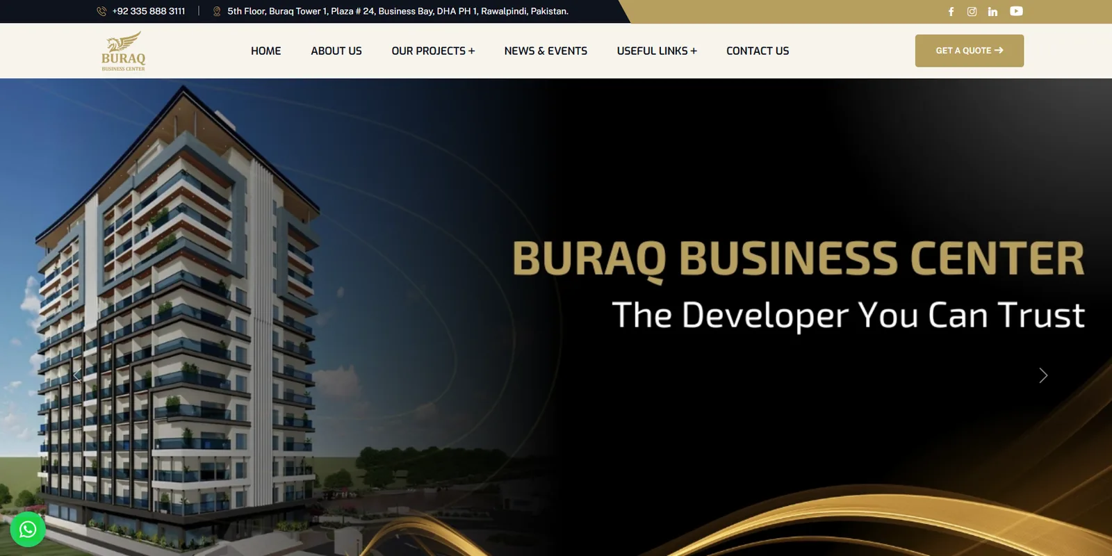Buraq Business Center project website homepage
