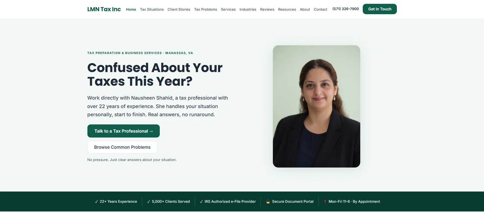LMN Tax Inc website homepage